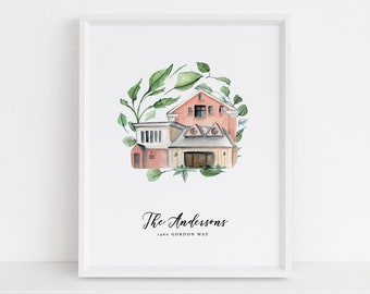 Printable Custom Home Painting, Our First Home, Personalized Housewarming Gift, House Portrait Watercolor,  New Home Gift, Gift for Parents