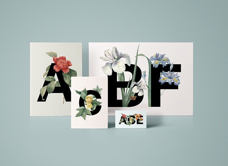 Digital print design Customisable lettering design Card with custom lettering Custom greeting card Stationery Home Decor Floral