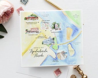 Custom Watercolor Map, Custom Wedding Map, Printable Personalized Location Map, Printable Wedding Map, Painted Event Map, Hand Drawn Map