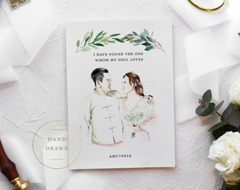 Personalized couple portrait card, printable custom portrait, Watercolor illustration, custom card with portrait, custom picture, painting