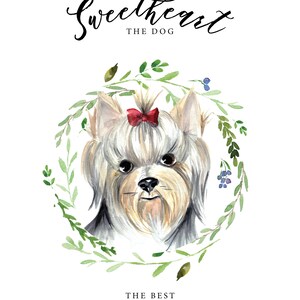 Custom Pet portrait, custom dog portrait, Watercolor dog illustration, personalized sign with dog portrait, custom dog picture, dog painting image 2