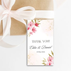 Watercolor Floral Wedding Favor Thank You Tags - Printable Digital Download | Choose Graphic, Fonts & Colors | Personalized Wedding Gift Tag