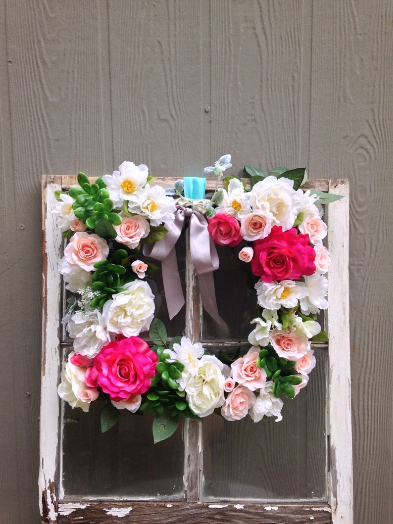 Pink and White Peony wreath wedding Bouquet Wreath nursery decor SALE Square Spring Peony wreath Wedding door farmhouse wreath