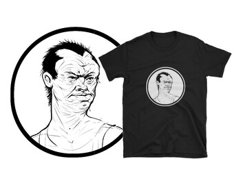 Weirdo retrato Gráfico Manga Corta Camiseta Unisex Weird Metal Art Diseño dibujo diseño gráfico Ropa Streetwear Metal Rock and roll