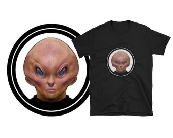 Retrato alienígena color Manga corta Camiseta unisex Aliens Art Design blanco y negro punk streetwear Tee metal ropa thriller E.T Logo