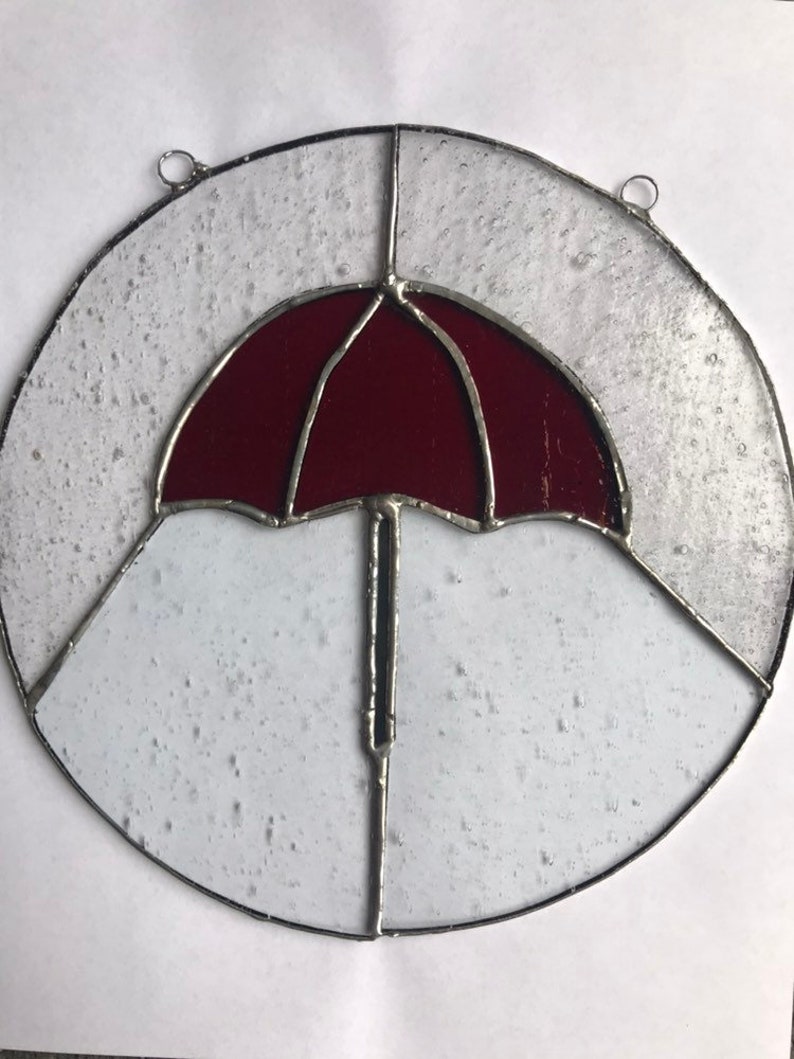 Red Umbrella stained glass sun catcher Etsy