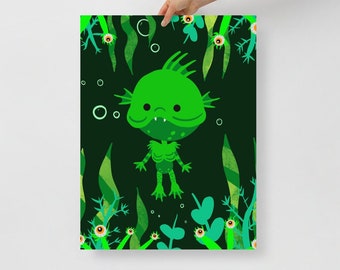 Swamp Creature Halloween Poster-choose your size-art print