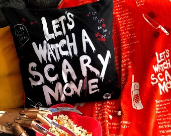 Lets Watch a Scary Movie-Horror Movie Fan Halloween Throw Pillow