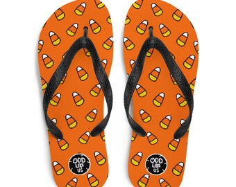 Candy Corn Everywhere Halloween Flip-Flops