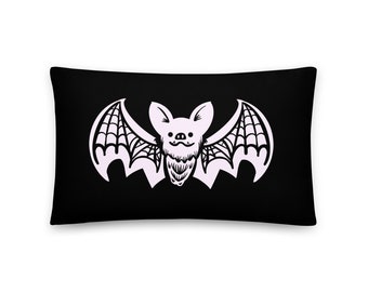 Gothic Bat Halloween Throw Pillow