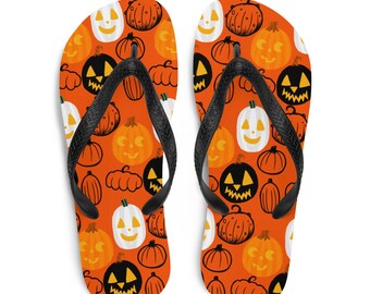 Jack-o-lantern Halloween Flip-Flops