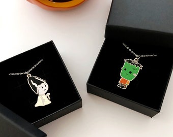 Monster and Bride Necklace l Halloween Necklace