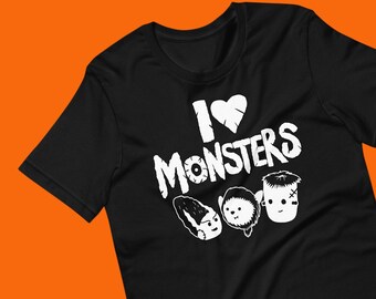 I Love Monsters Short-Sleeve Unisex Halloween T-Shirt