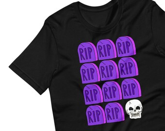 Skull and Gravestones Short-Sleeve Unisex Halloween T-Shirt