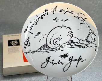 Rosenthal Studio-Linie Germany Porcelain Plate Collection Artist, No. 1 Günter Grass Art "Progress is a Snail"