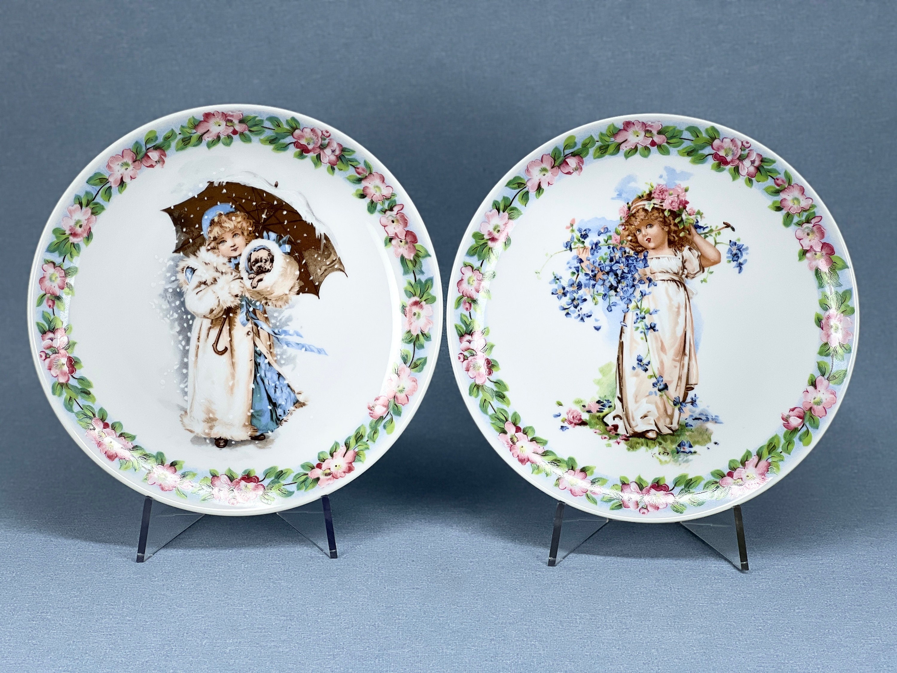 Christineholm Porcelaine Vintage Porcelain Plate Collection Four Seasons Winter, Spring, Summer, Autumn