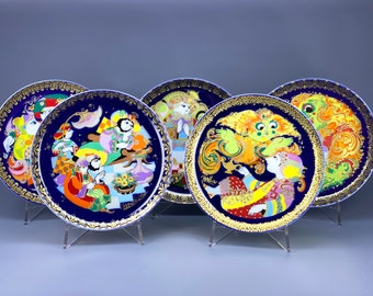 Bjorn Wiinblad Rosenthal Studio Linie Germany Collector Plates ALADIN und die Wunderlampe Aladdin and the Magic Lamp and Sindbad the Sailor