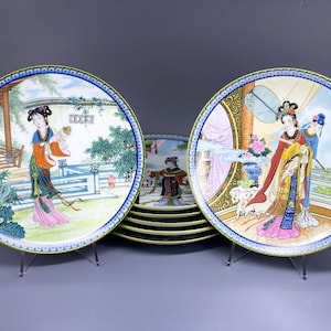 IMPERIAL JINGDEZHEN PORCELAIN Yuan-Chun Beauties of The Red Mansion Collectable Plates Asian Art Artist Jiang Xue-Bing Zhao Huimin China
