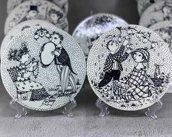 Bjorn Wiinblad NYMOLLE Vintage Wall Plates, Months of Love