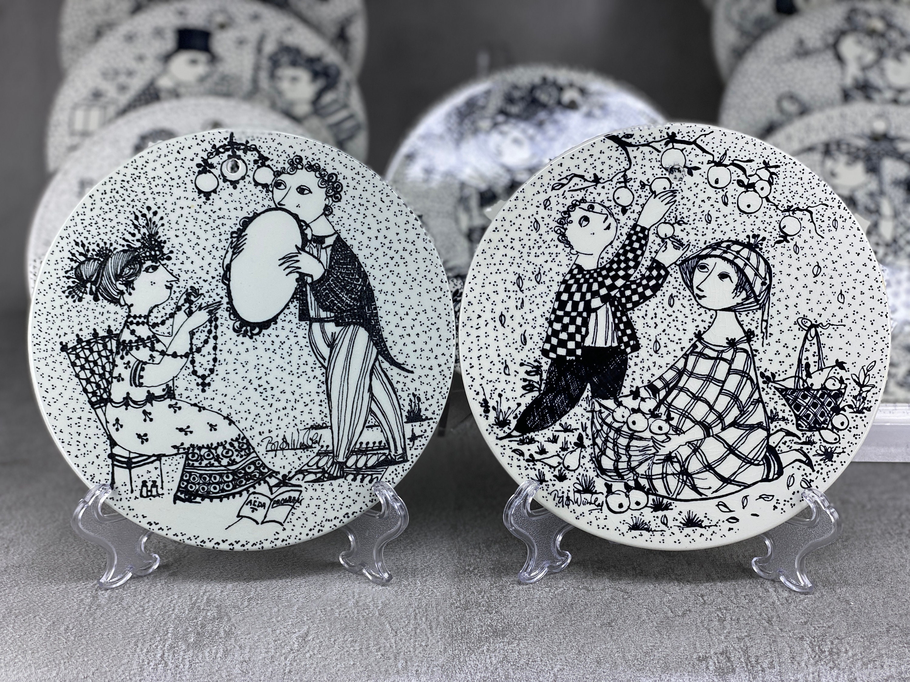 Bjorn Wiinblad NYMOLLE Vintage Wall Plates, Months of Love