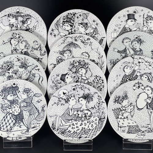 Bjorn Wiinblad NYMOLLE Vintage Wall Plates, Months of Love