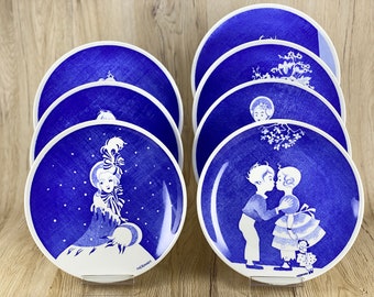GUSTAVSBERG Annual Porcelain Plates Collection with Silhouettes by Einar Nerman 1976 - 1995 Limited Edition, Only 4000 ex.