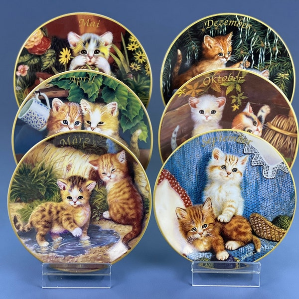 Bavaria Koning Porzellan Porcelain Limited Edition Plates Collection "With Kittens Through the Year" by Jurgen Scholz