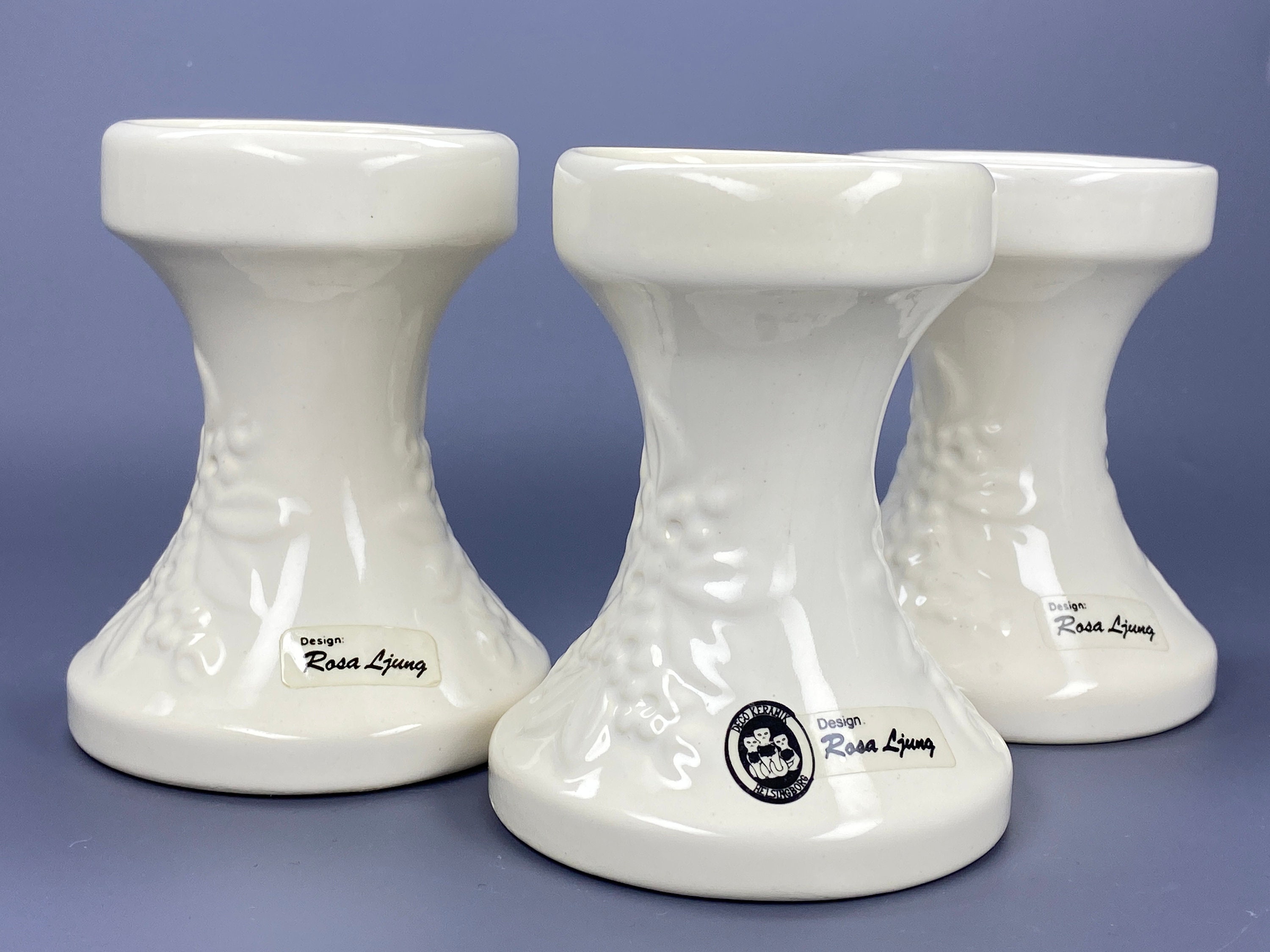 Rosa Ljung Deco Ceramic Candle Holder Set, Helsingborg Porcelain