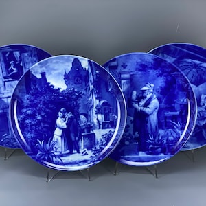 BERLIN DESIGN Carl Spitzweg Edición Limitada Placas de Porcelana Azul Genuino China Oeste Alemania