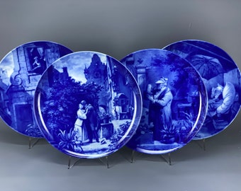 BERLIN DESIGN Carl Spitzweg Limited Edition Porcelain Plates Genuine Blue China West Germany