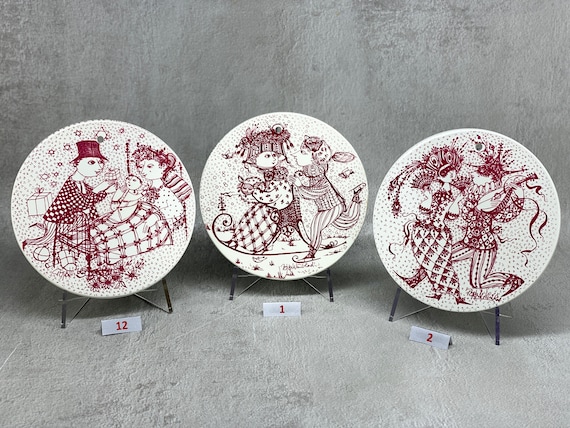 Bjorn Wiinblad Months of Love, NYMOLLE Retro Wall Plates, RED