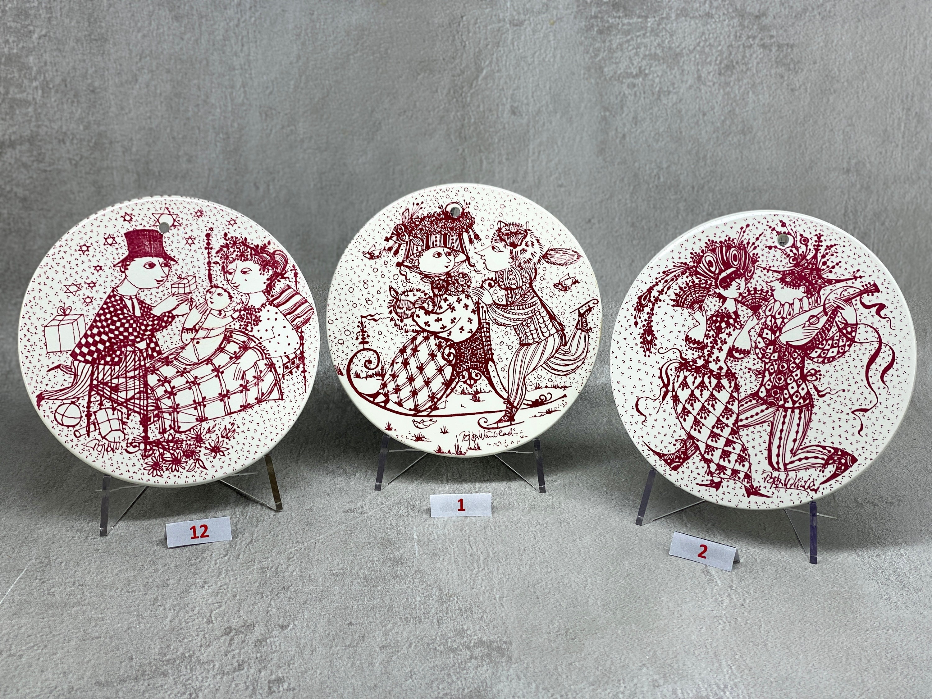Bjorn Wiinblad Months of Love, NYMOLLE Retro Wall Plates, RED