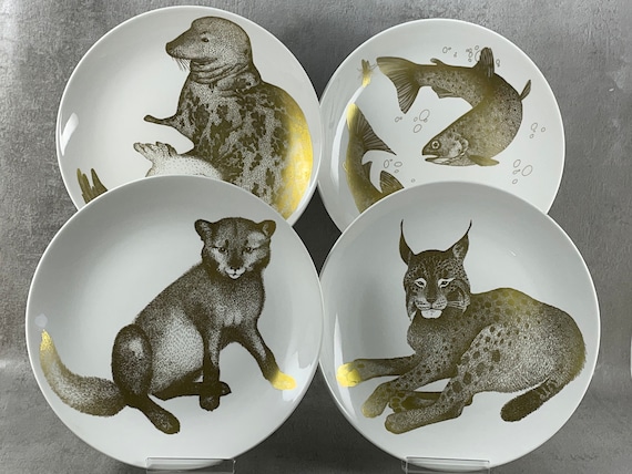 GUSTAVSBERG Endangered Species Porcelain Plate Collection, Gold