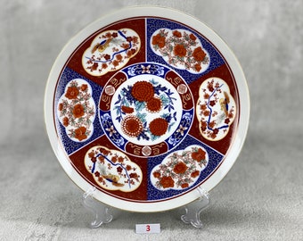 ゴールドイマリ　金襴手　手描き　大皿飾り皿 ゴールド 伊万里 中国 有田 掛絵紋 手描き 磁器 壁皿 マルチ