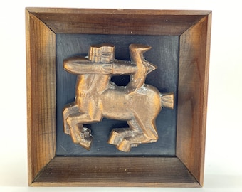 Original Exclusive Art Zodiac Sign Shooter Lithuania Kaunas Daile 1982 3D Bronze Copper Wood Limited Edition Wall Decor