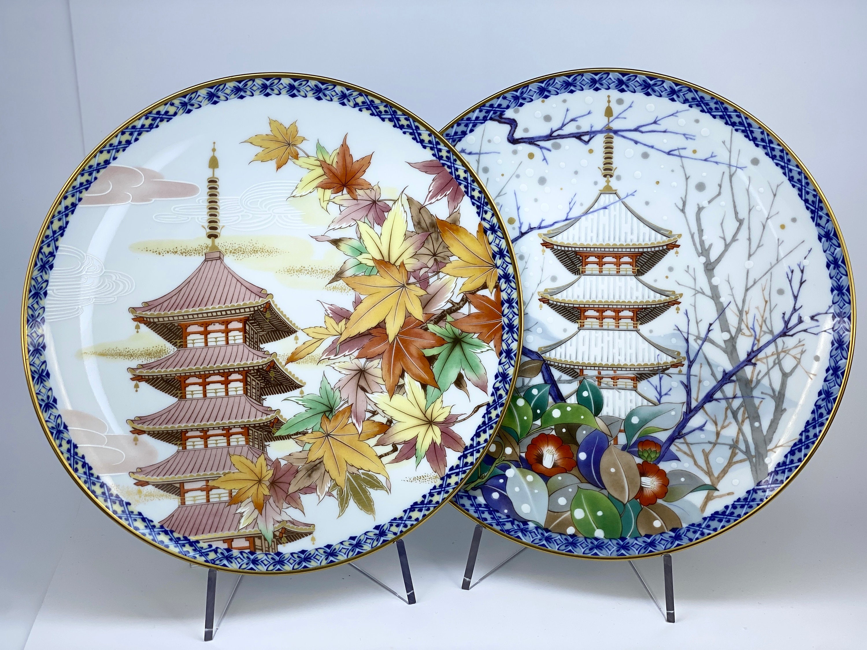 ヴィンテージ ノリタケ 加藤明夫作 磁器プレート 四季 秋冬 日本