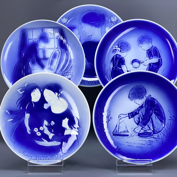 Desiree Denmark Mother's Day Porcelain Plates by Svend Jensen Old Copenhagen Blue 1970 - 1986