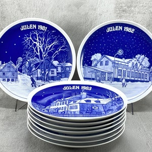 ELG&ELG Porslin, Sweden, Seltmann Weiden, Bavaria West Germany, LAHOLM&#39;S Vintage Christmas Porcelain Plate Collection 1981-1989
