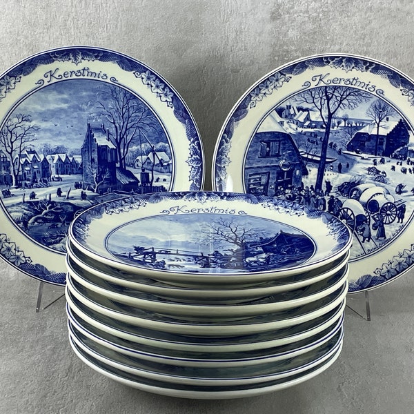 KERSTMIS Royal Delft Collectie Kerst Vintage Porseleinen Wandborden Made in Holland