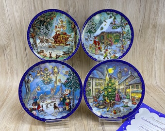 Reichenbach Porcelain Christmas Plate Collection, Nostalgic Advent Calendar, by Artist Anita Rahlwes