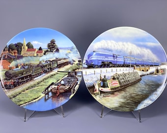 DAVENPORT Pottery Limited Edition Morning Bright, Winter Greeting Memories in Motion Plates Trains and Barges