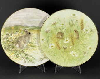 Royal Doulton Porcelain Plate Collection Country Life by Jane Neville, Bobtailed Rabbit, Harvest Mice