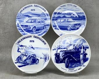 ELGPORSLIN Sweden, Limited Edition Porcelain Plate Collection Volkswagen, Ford, Volvo Vintage and Historic Cars by Birger Värnild