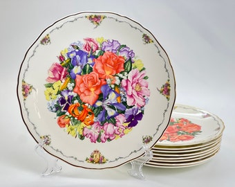 Royal Albert Vintage Porcelain Decorative Plates The Queen Mothers Favourite Flowers by Sara Anne Scholfield