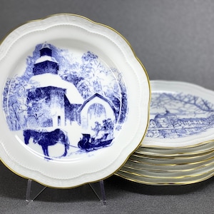 SKULTUNA Christmas Plate, Gold Rim Porcelain, Swedish Landscape (1978-1985)