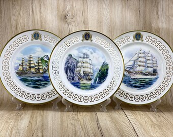 BING & GROUNDAHL Porcelain Collectible Plates, The Windjammer Collection with Training Ships by James E. Mitchell