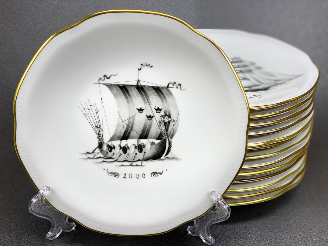 Rorstrand Viking Ship Porcelain Plate, Swedish-american Line