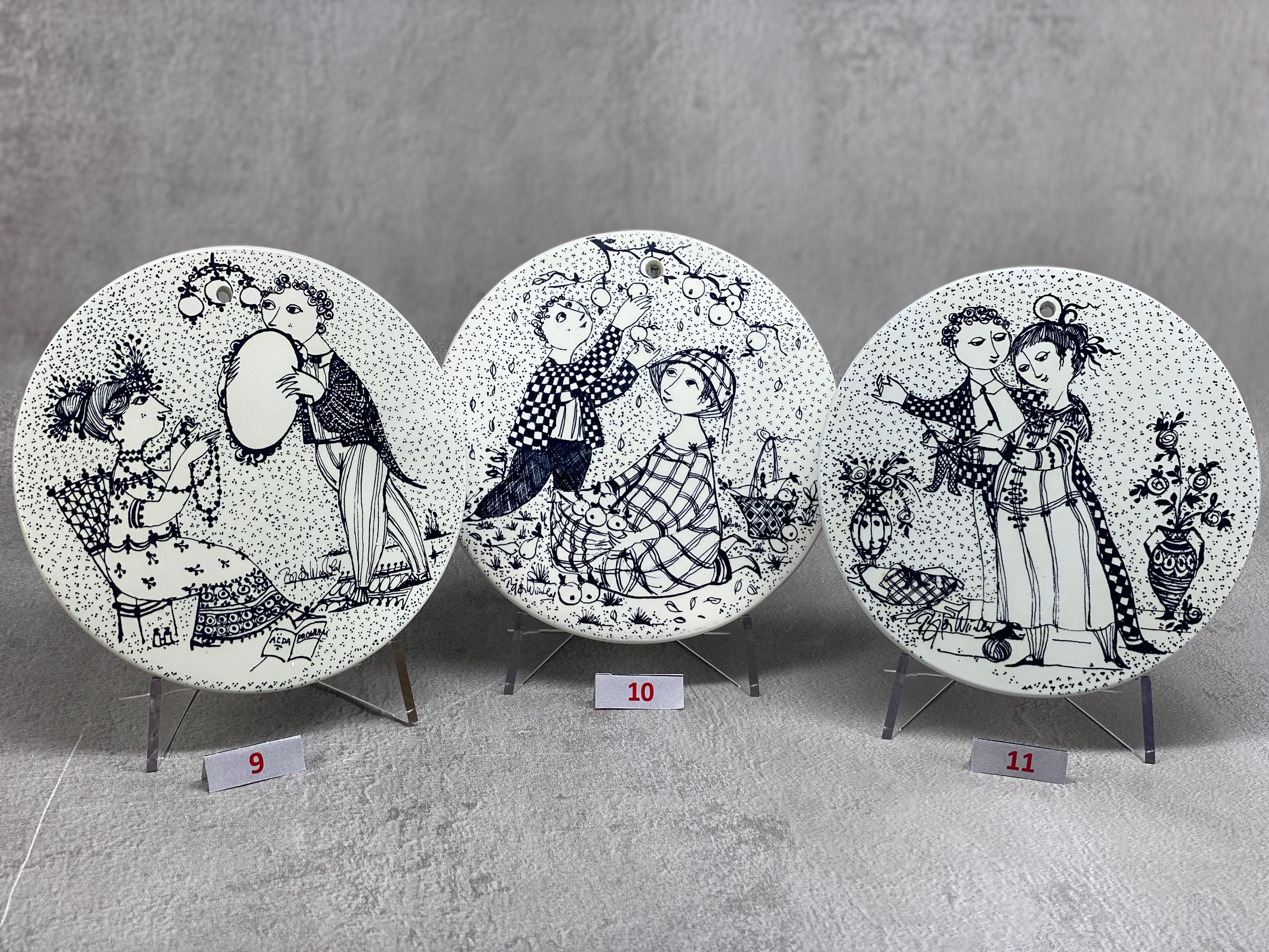 Bjorn Wiinblad NYMOLLE Vintage Wall Plates, Months of Love
