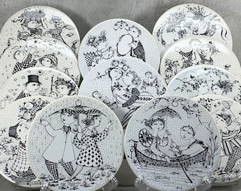 Rosenthal Retro Wall Plates by Bjorn Wiinblad, Months of Love