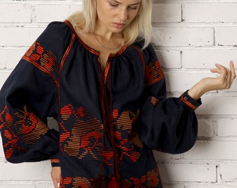 Blusa ucraniana de lino bordada Vyshyvanka Ropa ucraniana Blusa mexicana Camisa bordada Blusa bohemia Envío gratis